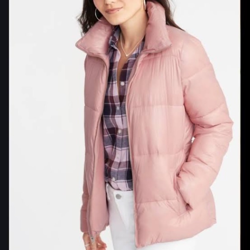 Chunky Pink Puffer Jacket Cozy Fleece Lining